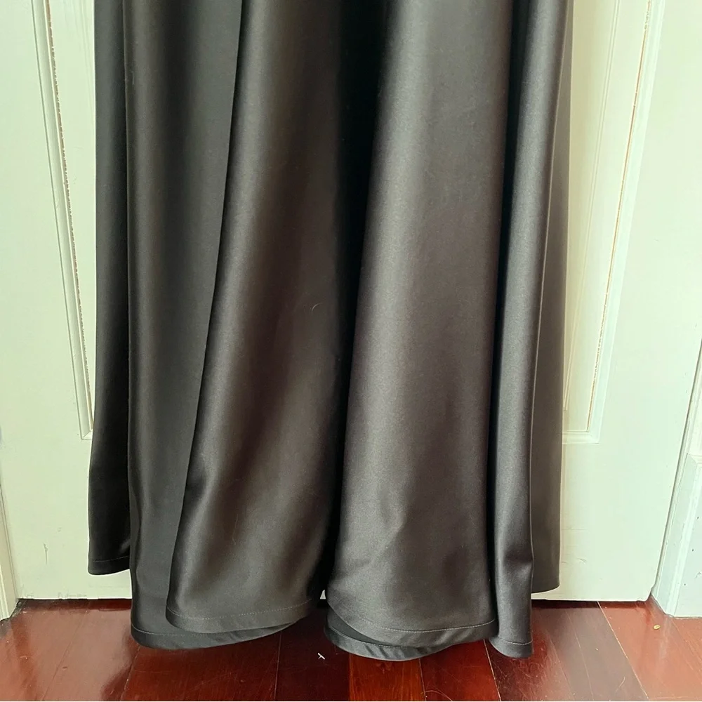 Tadashi Shoji Vintage Velvet Mock Neck Dress Gown 16 Chocolate Brown Black Tie - Picture 4 of 12